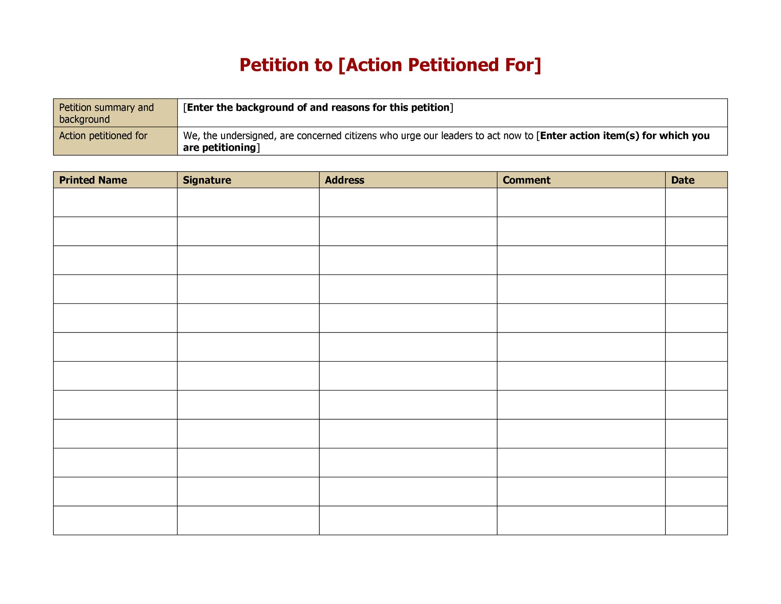 Petition Templates - How To Write A Petition With Regard To Blank Petition Template